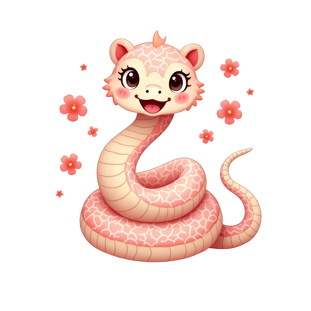 Charming Snake with Flowers